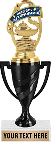 Crown Awards Attendance Award Trophies, 11" Black Swirl Cup Trophy with Attendance Figure, Engraving Included