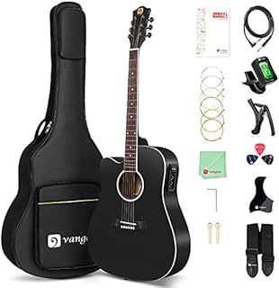 Vangoa Left Handed Guitar, Left Hand Acoustic Electric Guitar 41 Inch Full Size Lefty Acoustic Guitar Cutaway Acustica Guitarra Bundle with 4-Band EQ and Gig Bag for Adults Beginners Teens, Black