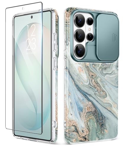 GVIEWIN for Samsung Galaxy S26 Ultra Case with Slide Camera Cover Marble
