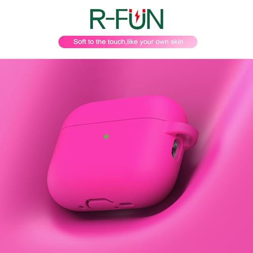 Image of R-fun for AirPods Pro 3rd Generation Case with Cleaner Kit, Soft Silicone Protective Case Cover for Apple AirPod Pro 3 for Women Men, AirPods Pro Case Accessories with Keychain, Rose Pink