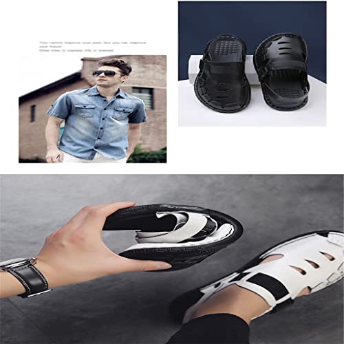 Casual Breathable Soft Men Sandals Leather Men's Flip Flops Man Casual Shoes Home Slippers(D,8)4