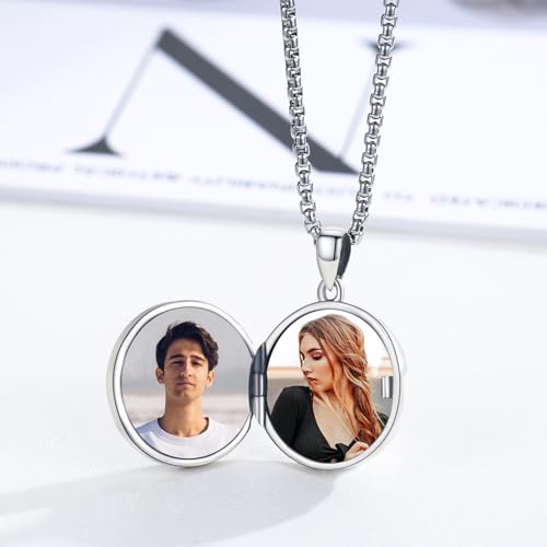 CUOKA MIRACLE Locket Necklace S925 Sterling Silver Lotus/Wolf/Butterfly/Flower Pendant Necklace That Holds Pictures Sterling Silver Memory Locket Jewelry for Women Men Jewelry Gifts2