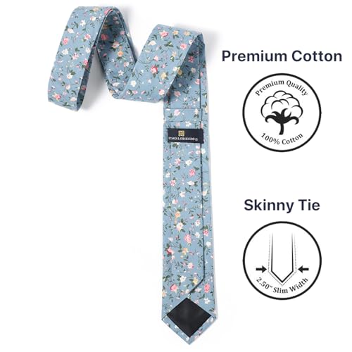 Image of Parquet Mens Floral Tie | Cotton Printed Skinny Necktie for Wedding | Spring & Summer