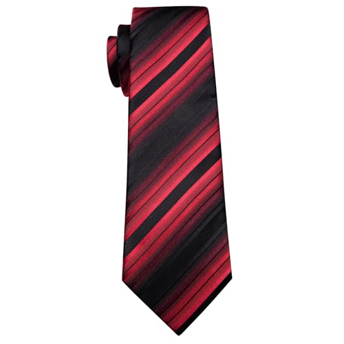 Image of Barry.Wang Man Stripe Ties Set Silk Woven Pocket Square Necktie Cufflinks Formal Party Business
