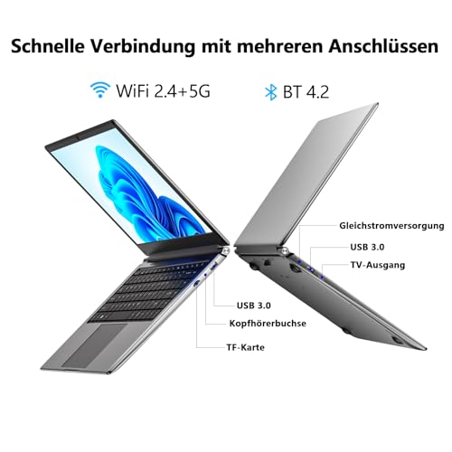 16-Zoll-Laptop, tragbarer Laptop mit 8GB DDR und 256GB SSD,erweiterbar auf 1 TB.Pentium-Quad-Core-Prozessor bis zu 2,64 GHz.9000-mAh-Akku.Mini-HDMI-Schnittstelle.Dualband-WLAN.Webcam.Schlanke Laptops