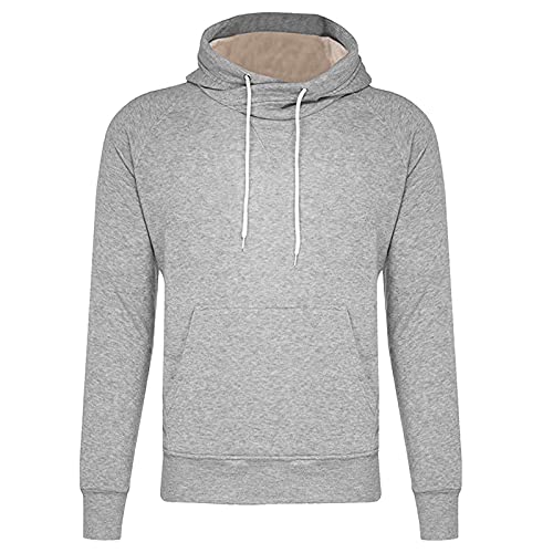 Pull à capuche homme manches longues col rond gris pour hiver et tops de Noël