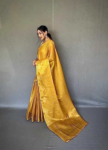 Image of Panzora Women's Tissue Silk Jacquard Weaving Saree With Unstitched Blouse Piece