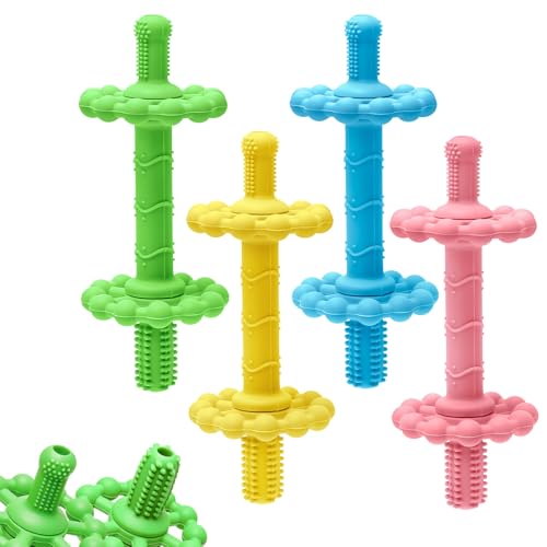 Image of 4 Pack Baby Teething Toys - Anti-Choking Design | Easy to Clean Toddlers Silicone teether Tubes- Teething Relief for Babies 0-3-6-12 Months