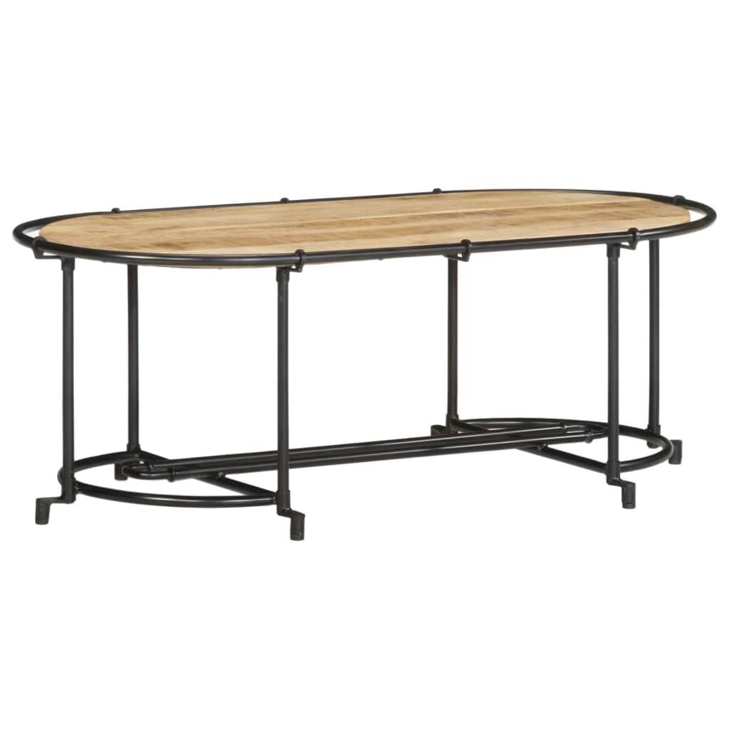 Homgoday Tavolino da caffè 110 x 55 x 40 cm, in legno massello di mango grezzo, tavolino da tè, per soggiorno, sala d'accoglienza degli ospiti, ufficio e corridoio