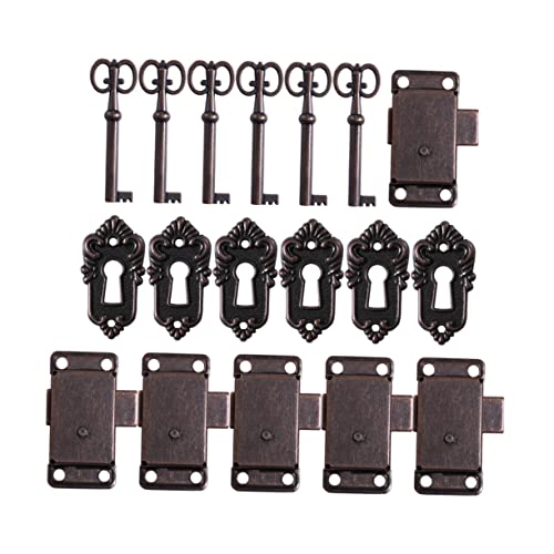 AUTSUPPL 6sets Serratura Antica in Metallo Per Armadio Vintage Di Serrature Per Mobili Chiavistello Compatto Per Scatole in Legno Antiche e Portagioie