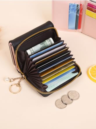 Mothers Day Gifts,Wallet Women,Fashion Tri-fold Short Wallet, Multi Card Slots Coin Purse, Foldable Faux Leather Credit Card Holder - Slim & Compact Design (Black)4