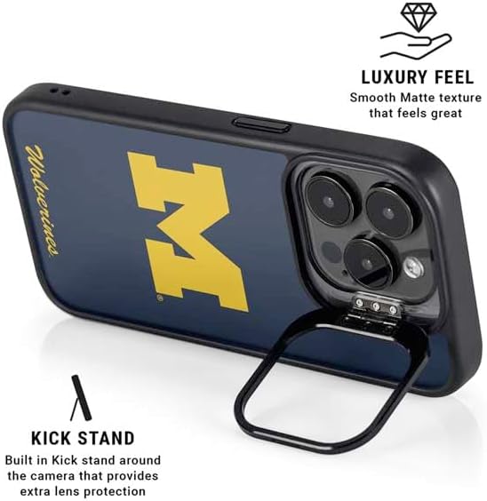 Skinit Kickstand Phone Case Compatible with iPhone 16 Pro Max - Officially Licensed University of Michigan M Logo Bold Design