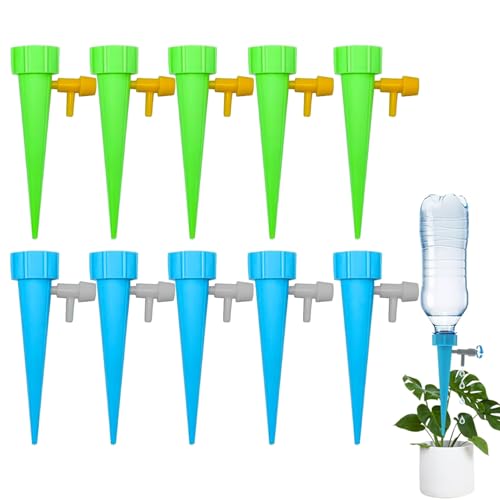 Sistema de Riego Automático,10 Piezas Riego por Goteo para Macetas Ajustable con Interruptor de Válvula de Control, Regar Plantas Macetas Flores para Jardín Hogar Interior Exterior Vacaciones