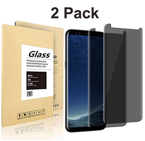 [2 Pack] Galaxy S8 Plus Privacy Screen Protector, AIKIN [HD][Anti-Spy][Anti-Scratch] [Bubble Free][9H Hardness] Tempered Glass Screen Protector for Galaxy S8 Plus/S8+ 3D Curve Edge