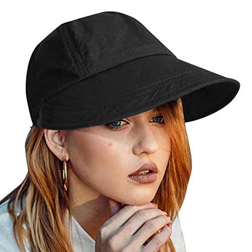 Femme Capeline de Plage Pliable Chapeau de Soleil à Large Bord UPF 50+ Chapeau Protection Solaire Cap Visor Anti-UV Bob Coton Été Visière Casquette...