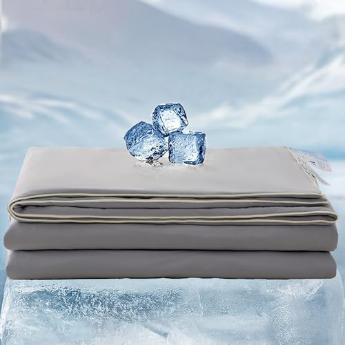 COTTEBED Summer Cooling Comforter for Twin/Twin XL Bed Grey, Double Sided Cold Q-Max 0.5 Spandex Fabric, Ice Cool Blanket for Hot Sleeper Silky Soft Lightweight Quilt for College Dorm Kid Girl Boy
