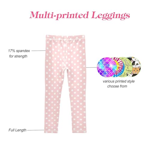 CaTaKu Girls Leggings Polka Dot Cute Leggings for Girls Kids Athletic Workout Yoga Pants Size 4-10T4