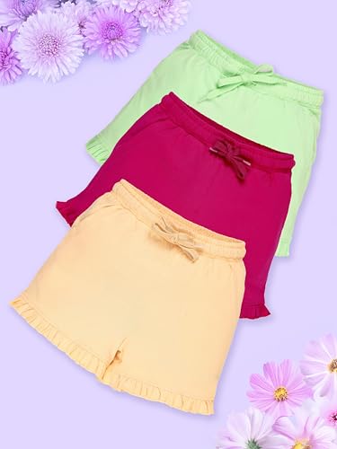 Image of KiddoPanti Girls 100% Cotton Bottom Hem Frill Hot Shorts