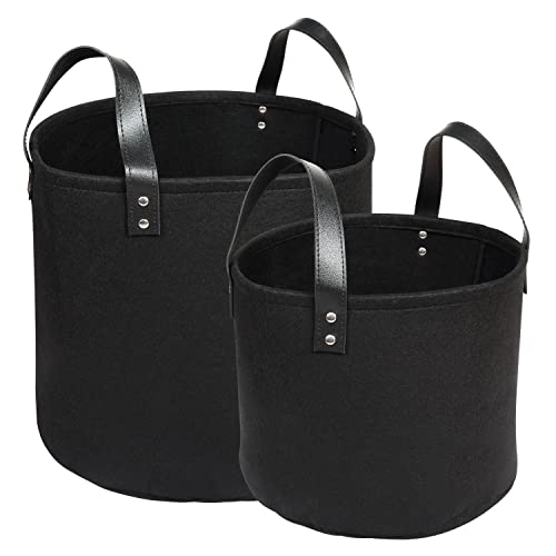 Schramm® 2 Stück Filztaschen mit Kunstledergriffen ø34cm, ø 25cm...