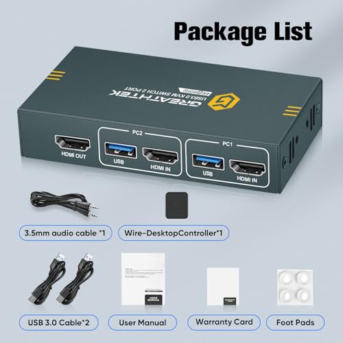 Greathtek S7232H-01 Usb3.0 Kvm Switch 2 Port Hdmi, 4K@60Hz Kvm Switch 1 Monitors 2 Computers With 3 Usb3.0 Ports, Hdmi Kvm Switches thumb #6