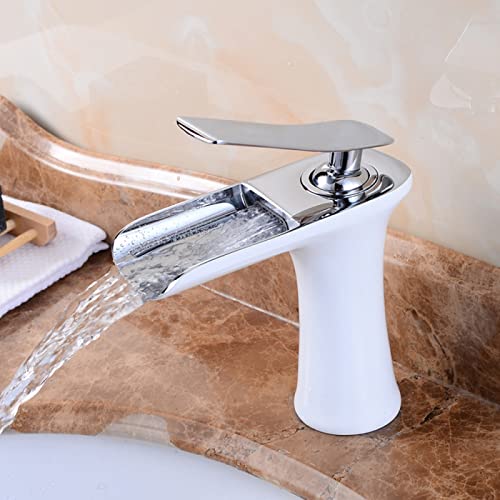 Mitigeur de salle de bain cascade design argent brillant
