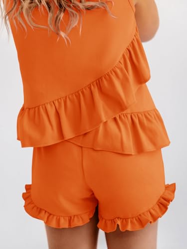 Image of Haloumoning Girls Summer Clothing Sets Ruffle Tank Tops and Shorts | 2 Piece Outfits