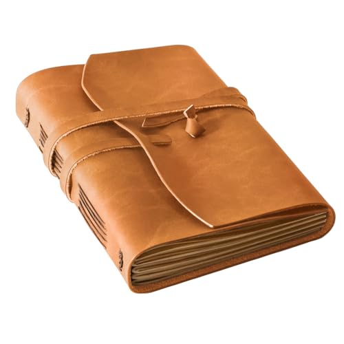 Image of RILIHO Leather Journal Notebook, A5 Size Diary 6x8.1 Inches, Genuine Leather Journals for Writing, Vintage Style, Ideal for Men and Women, Brown
