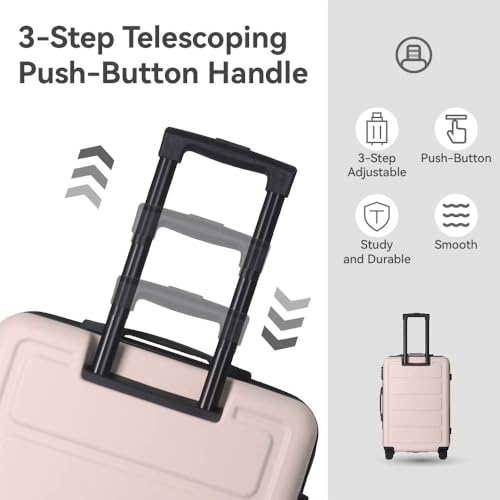 Luggage Sets ABS Hardshell 3pcs Luggage, Lightweight Durable Suitcase sets Spinner Wheels Suitcase 20''24''28'' (PINK)2