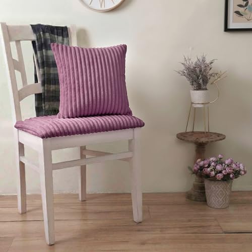 Image of Yellow Weaves Pencil-Stripe Fur Cushion Covers | Soft Polyester | Decorative Sofa & Throw Pillow Covers | 16x16 Inches, Pack of 1 (Purple)