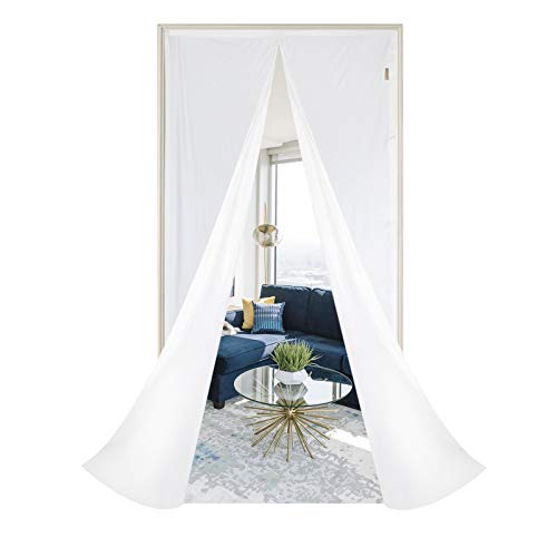 Cortina térmica magnética para puerta de 90 x 210 cm, color blanco aislante, para evitar la entrada de aire frío y olor de cocina.
