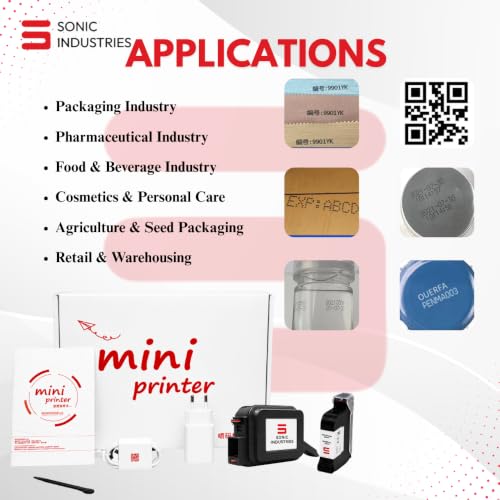 Image of SONIC INDUSTRIES Mini Advance Inkjet Printer - Portable TIJ Batch Coding Machine for MRP, Date & Expiry Printing on Pouches, Bottles, Cartons & More