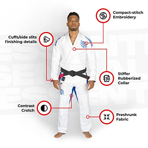 Sanabul Essential Bjj Gi For Men | Brazilian Jiu Jitsu Gi | Lightweight, Preshrunk Fabric For Sweat Wicking Comfort | Superior Sizing Guide (White, A2) #TOP2