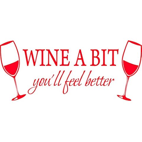 Blinggo Red 22" x 9" Wine A BIT You'll Feel Better Quote Letter Wall Sticker Decal Cover