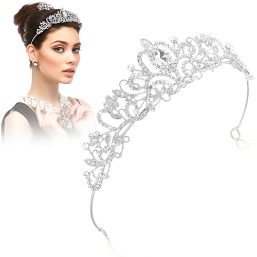 YUXIANLB Krone Prinzessin Mädchen Damen Diadem Crown Kristall Tiaras Prinzessinnenkrone Eleganter Corwn Royal Queen Brautschmuck Strass Stirnband Geschenk Haarschmuck für Frauen Hochzeit Tanzparty