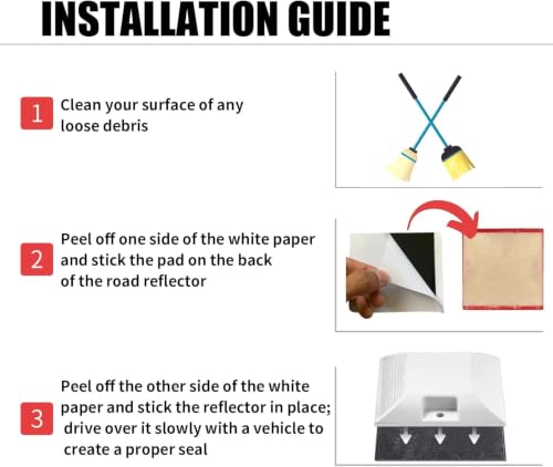Image of Adhesive Sticky Pads for Road Reflectors, 4 inch x 4 inch Butyl Sticky Pads, 20 Pack, Stick Driveway Reflectors on Driveway, Apply on Asphalt, Pavement, Cement or Concrete, Reflector Sold Separately