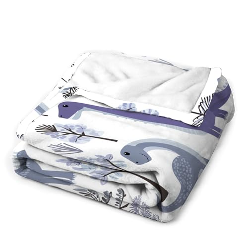 Couverture flanelle bleu-gris dinosaure réversible contre le froid du lit - 7