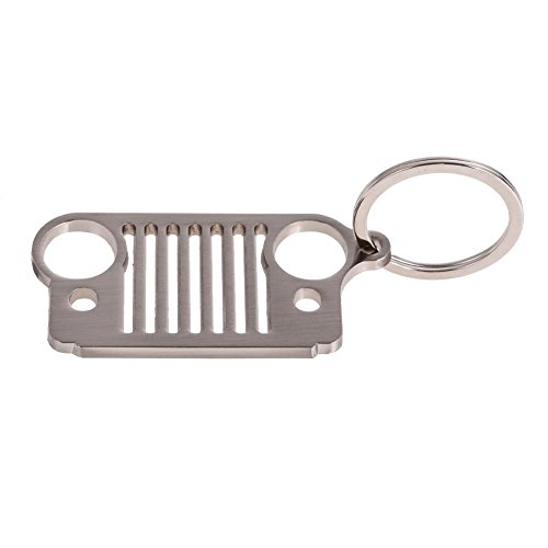 Junerain Acero Inoxidable de Plata Jeep Grill Llavero, Llavero, Llavero CJ, JK, TJ,