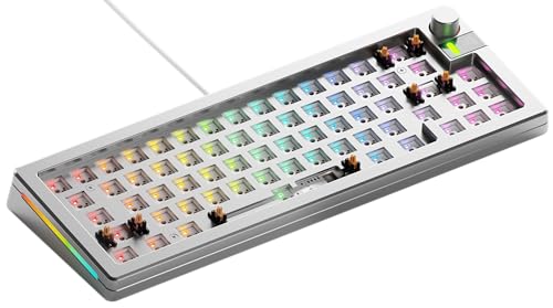 GLORIOUS Gaming GMMK 3 PRO Barebones: klawiatura z gałką, spersonalizowana aluminiowa obudowa, System uszczelek, klawiatura 65% hot swap, pianka dźwiękochłonna, aluminiowy czytnik, ANSI - Srebrna