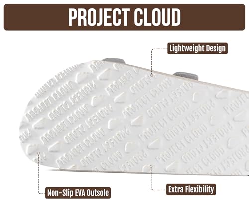 Image of Project Cloud 100% Genuine Leather Flat Sandals For Women 2026 Cork Footbed Womens Sandals with Memory Foam and arch support Vacation Essentials Slides for Women Footwear (Venita)