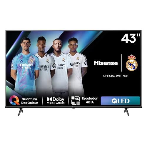 Hisense 43E7NQ – QLED Smart TV, 43 Pulgadas Televisor, Quantum Dot Colour, Dolby Vision, Dolby Atmos, Modo Juego Plus, 60Hz VRR 120 fps, Bluetooth&HDMI,Control por Voz televisor, VIDAA (Nuevo 2024)