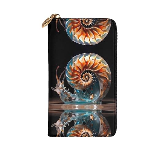 Wonderful Conch printing Women's leather long handheld wallet large capacity credit card zipper bag2
