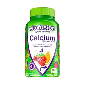 vitafusion Chewable Calcium Gummy Vitamins for Bone and Teeth Support, Fruit and Cream Flavored, America’s Number 1 Gummy Vitamin Brand, 50 Day Supply, 100 Count