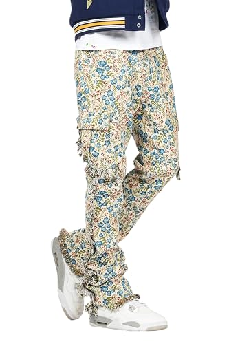 Men's Ayara Beige/Multi Slim Tapestry Flare Jean in