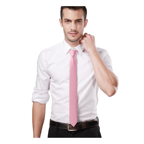 Image of Landisun Black Tie Men Women Solid Skinny Ties Slim Ties Satin Tie