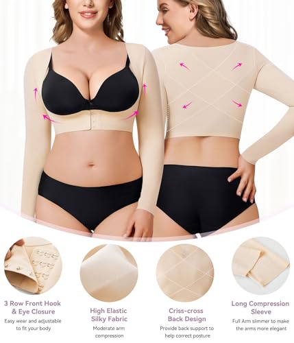 Image of YERKOAD Arm Compression Sleeve Women Arm Shaper Front Closure Arm Shapewear Tops