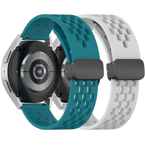 Chofit Sport Watch Band Compatible with Amazfit Balance/Cheetah/GTR 4/GTR 3 Pro/GTR 3 Strap 22mm Silicone Air Holes Wristbands Magnetic Buckle Replacement Bands (LakeGreen&Gray)
