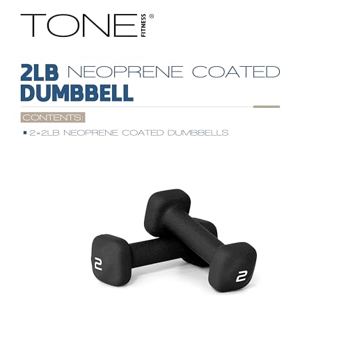 Tone Fitness Neoprene Dumbbell Weight Pairs with Anti-Roll Square Head | Multiple Options