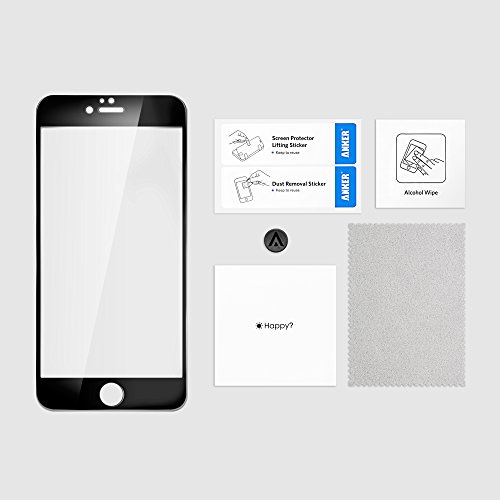 Anker GlassGuard + para iPhone 6S [4.7 Pulgadas] (Premium Vidrio Templado Protector de Pantalla con garantía de por Vida, también Compatible con iPhone 6, ToughShell y Otros Casos) (Negro)