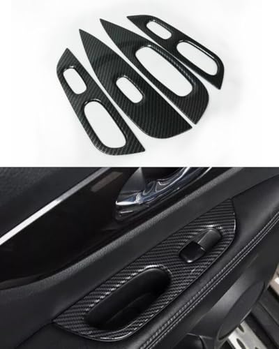ANUNFRRE Car Accessories Fit for Nissan Rogue 2014-2020 ABS Interior Door Armrest Window Switch Panel Cover Trim 4PCS Set (Carbon Fiber)