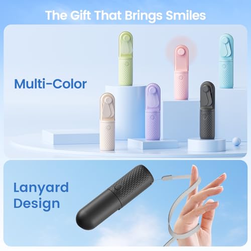 Image of Handheld Mini Fan, Rechargeable Battery Operated small Portable Fan Up to 15 Working Hours, Powerful Safety Design Pocket Fans for Travel /Outdoor /Concert /Beach /Make-up, Gifts for Mom, Teens, Black